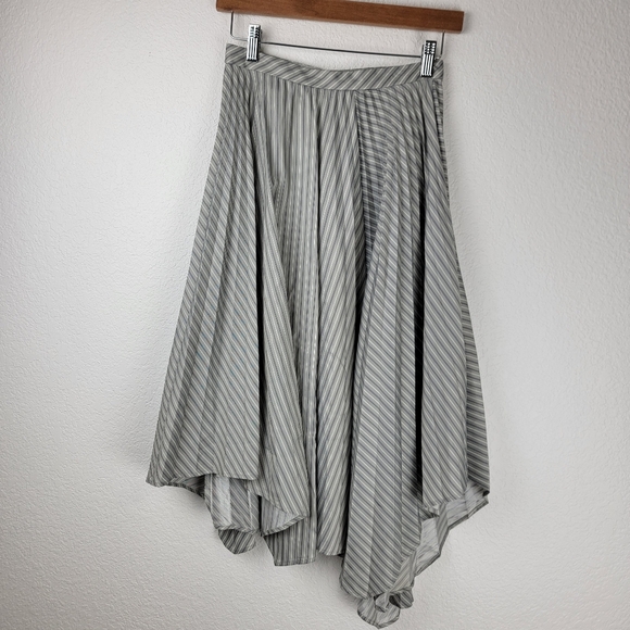 Acne Studios Ilia Stripe Asymmetric Pleated Midi Skirt Gray White 34/2 - Picture 11 of 14